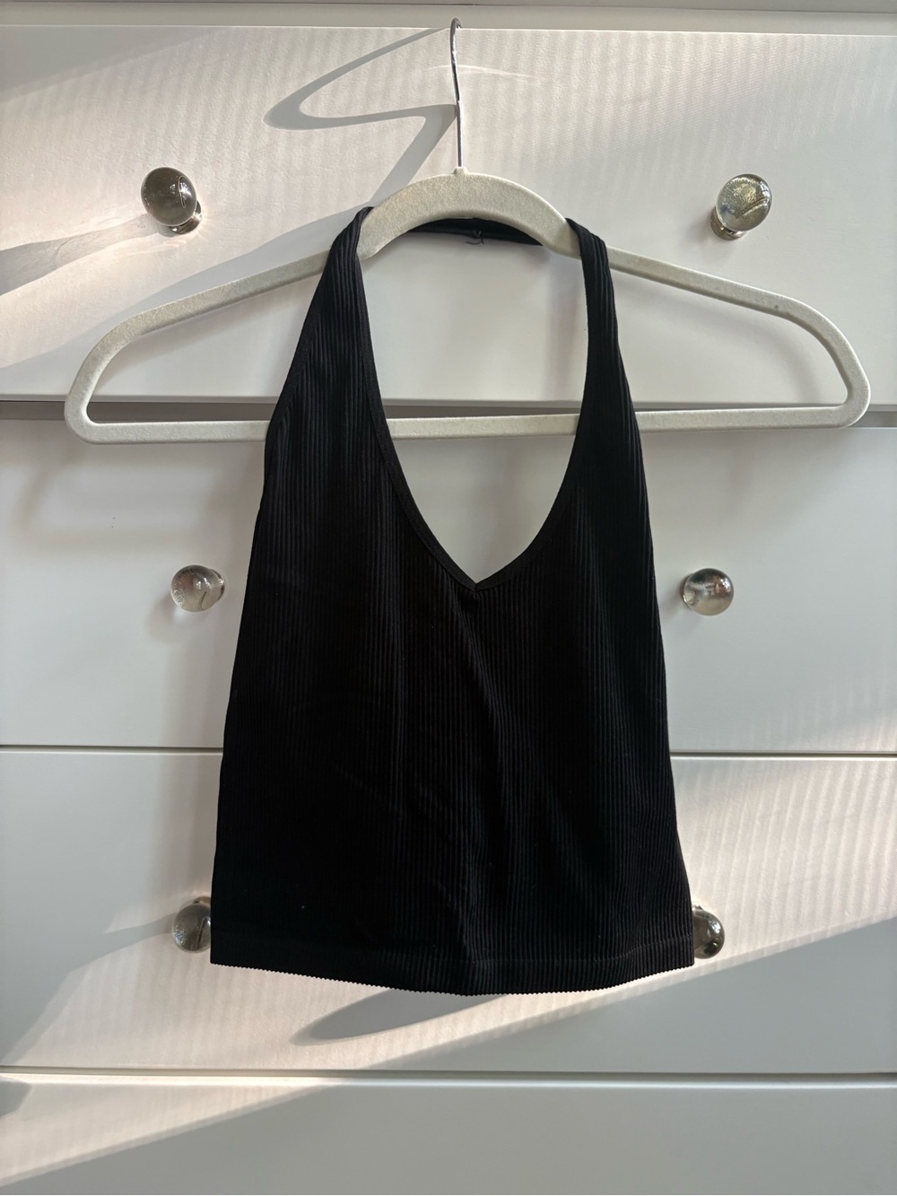 Urban Outfitters Black Ribbed V-Neck Tank